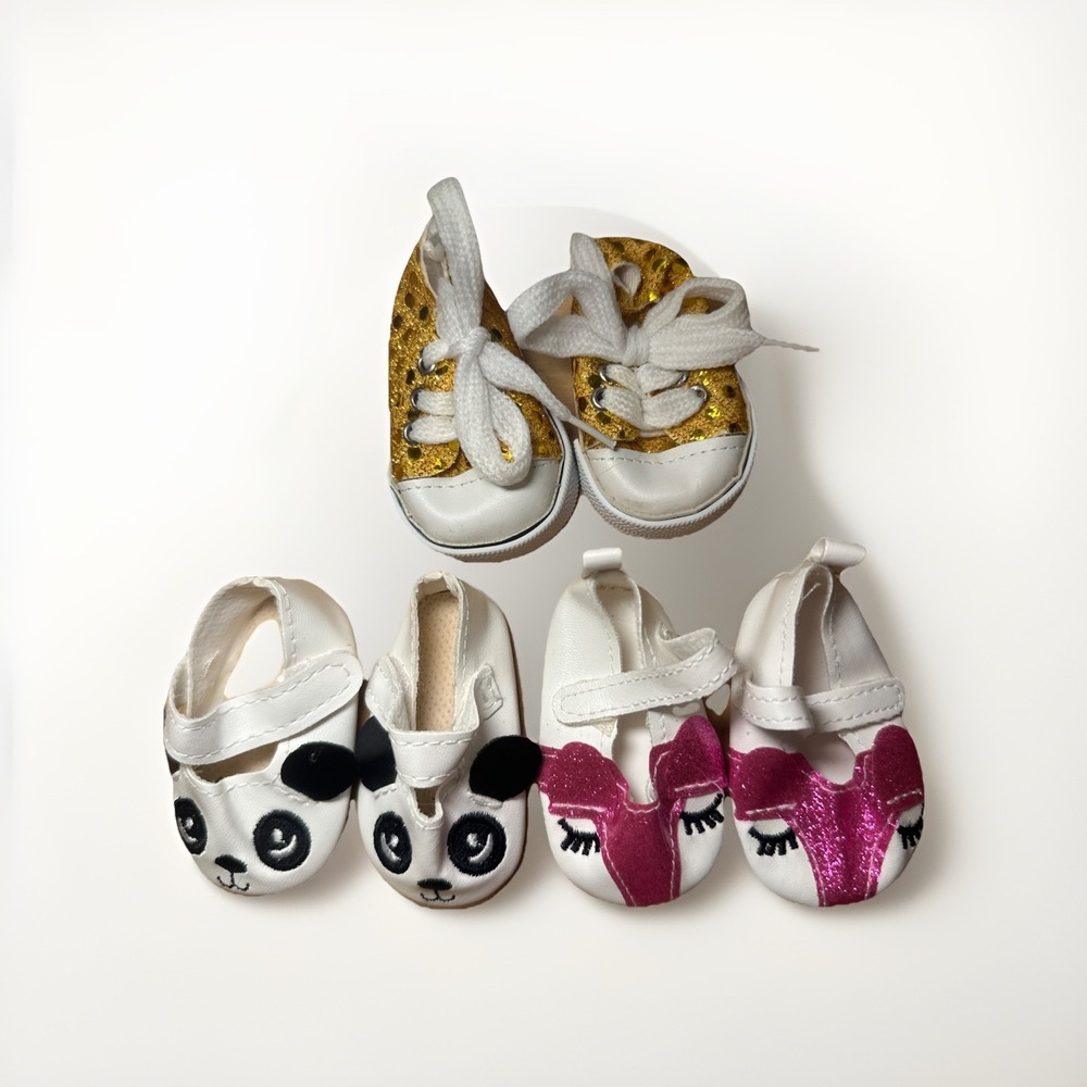 18" Doll Shoes 3 Compatible American Girl Dolls Panda Gold‎ Sequence Unicorn Lot